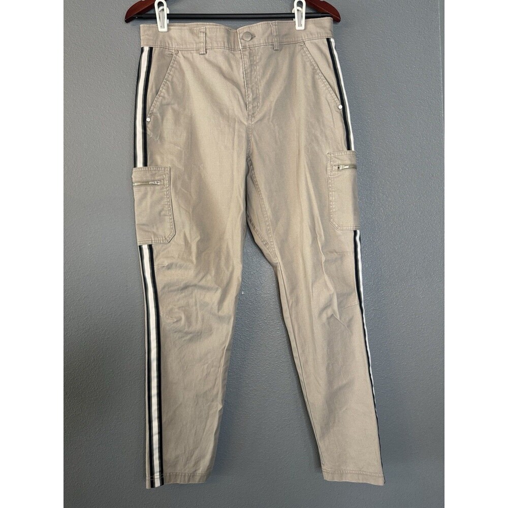Athleta Summit Cargo Pant Womens 8 Khaki Beige Tan Side Stripe Utility Pants